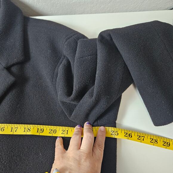 Virany 100% Wool Sz 42 Large Black Mens Overcoat - Picture 8 of 12